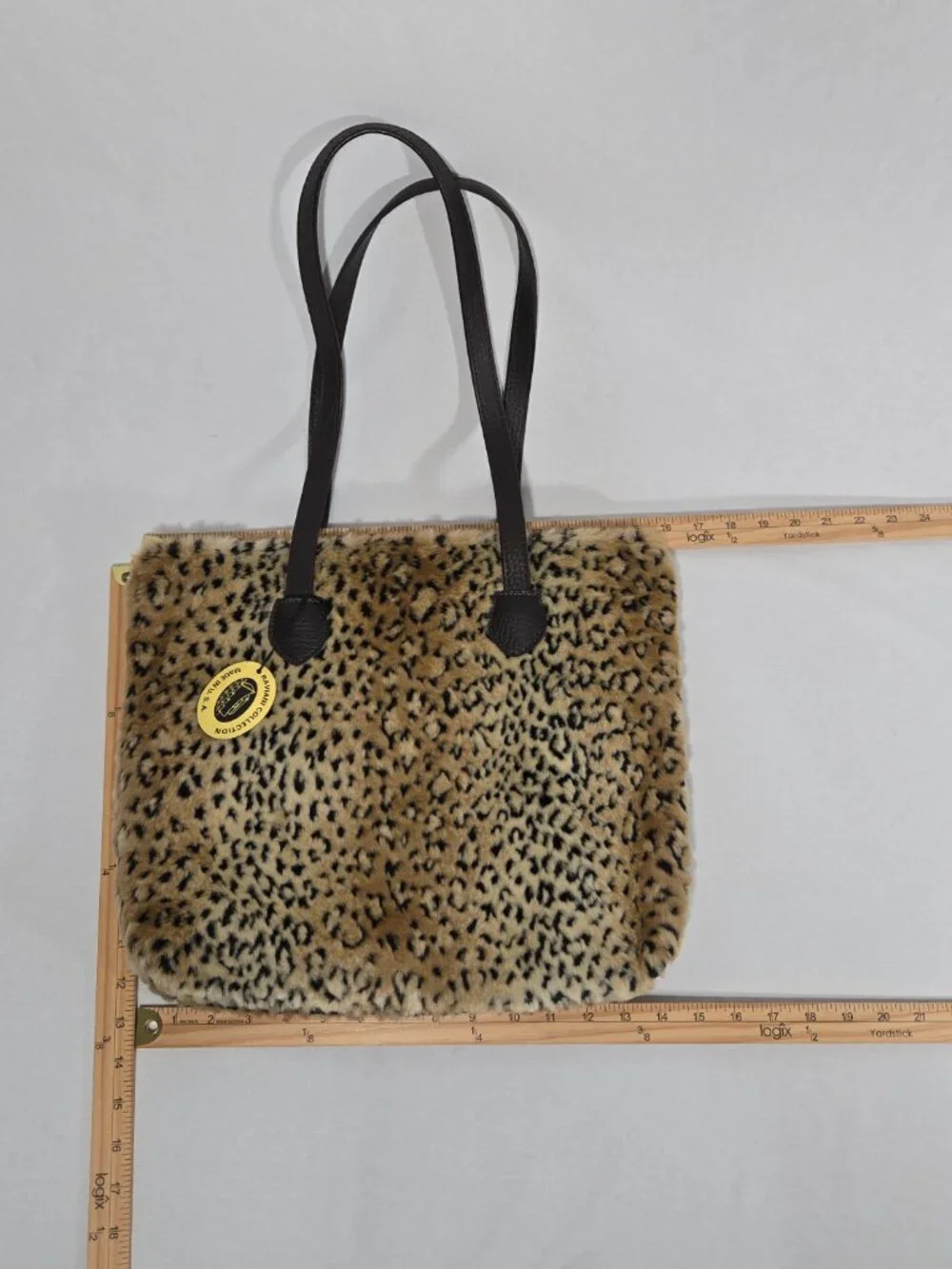 U.S.A Vintage Y2K Mob-Wife Animal Print Faux Fur Leather Strap TOTE BAG + 2 Pcs.